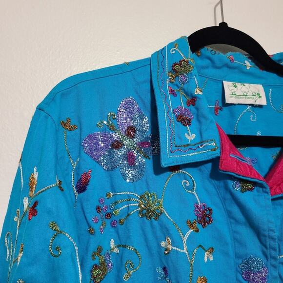 Vintage The Quacker Factory Blue Beaded Jacket - Picture 7 of 14